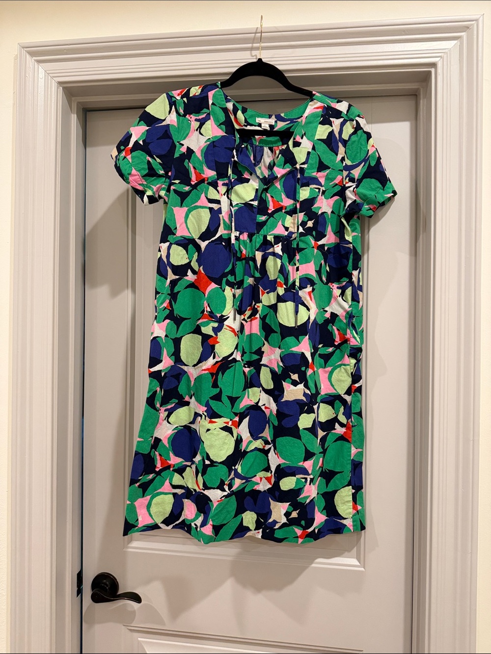 GAP Short-Sleeve Green, Blue & Pink Printed Casual Dress